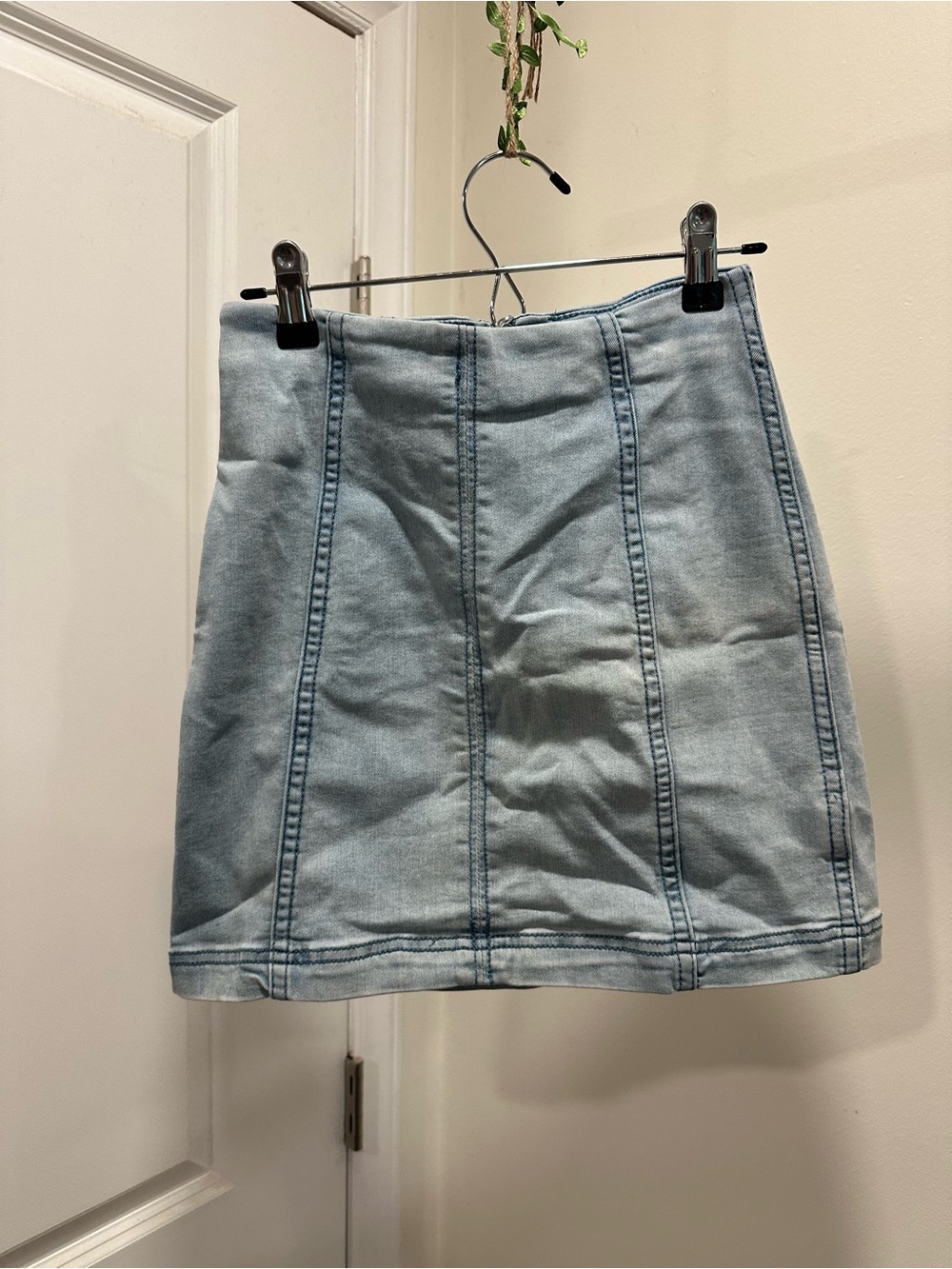 Free People Pale Blue Denim Panel Mini Skirt